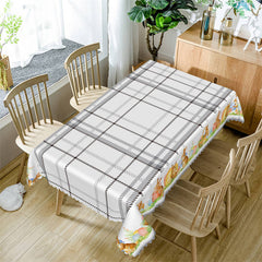 Lofaris Brown Rabits Eggs Black White Plaid Square Tablecloth