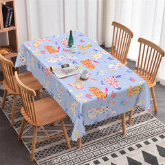 Lofaris Ester Colorful Bunny Blue Pattern Rectangle Tablecloth