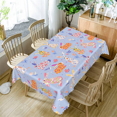 Lofaris Ester Colorful Bunny Blue Pattern Rectangle Tablecloth