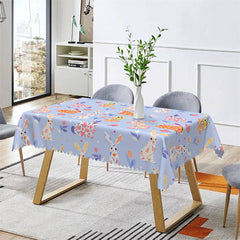 Lofaris Ester Colorful Bunny Blue Pattern Rectangle Tablecloth