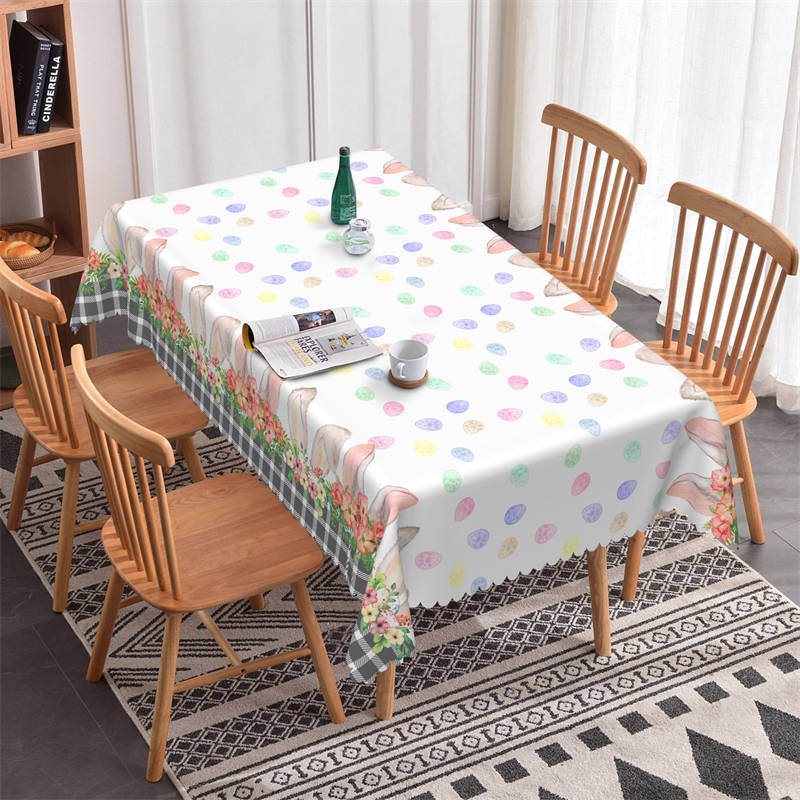 Lofaris Colorful Eggs Rabbit Ears Easter Square Tablecloth