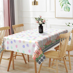 Lofaris Colorful Eggs Rabbit Ears Easter Square Tablecloth