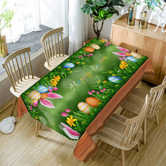 Lofaris Eggs Rabbit Ears Green Grass Rectangle Tablecloth