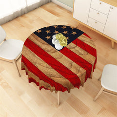 Lofaris Classical American Flag Wooden Round Tablecloth