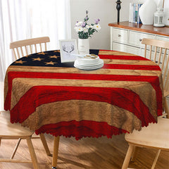 Lofaris Classical American Flag Wooden Round Tablecloth