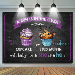 Lofaris A Bun Is In The Oven Purple Blue Baby Shower Backdrop