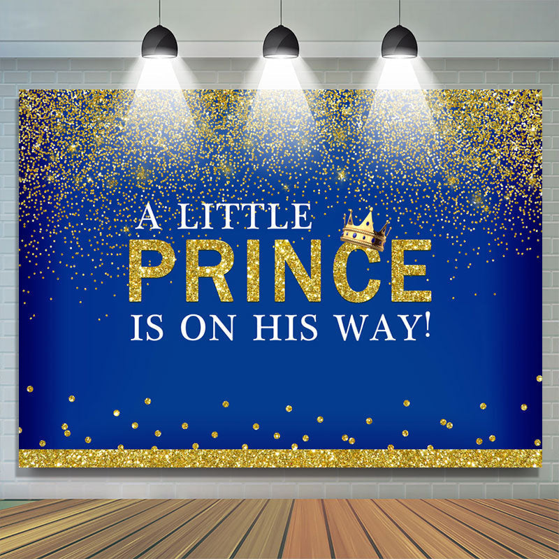 Lofaris A Litter Prince Glitter Blue Backdrop for Baby Shower