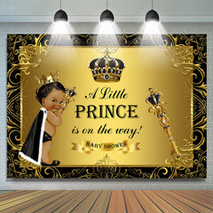 Lofaris A Little Prince Black Gold Baby Shower Backdrop