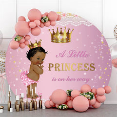 Lofaris A Little Princess Is On The Way Pink Round Backdrop