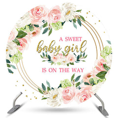 Lofaris A Sweet Baby Girl Is On The Way Pink Round Backdrop