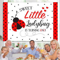 Lofaris A Sweet Little Ladybug Is Turning One Birthday Backdrop