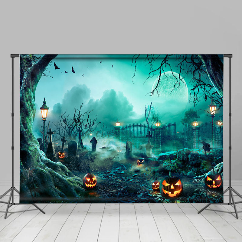 Abandoned House Pumpkin Lantern Halloween Backdrop – Lofaris