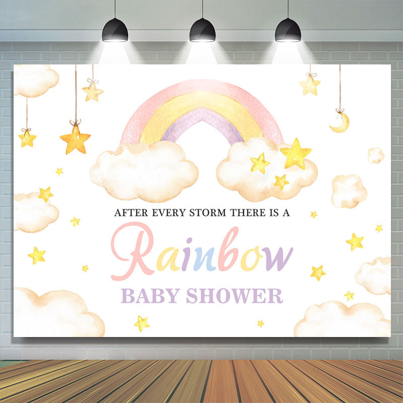 Lofaris After Storm There Is Rainbow Baby Shower Backdrop