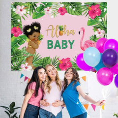 Lofaris Aloha Summer Flamingo Baby Shower Photoshoot backdrop