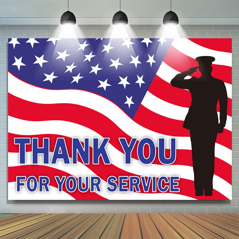 American Flag Patriotic Thank You Veterans Backdrop - Lofaris