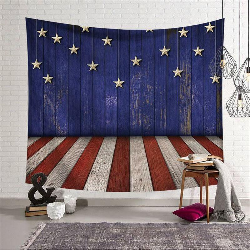 Lofaris American Independence Day Wood Holiday Wall Tapestry