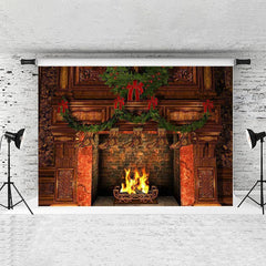 Lofaris Ancient Architectural Fireplace Chrismas Hanging Backdrop