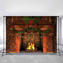 Lofaris Ancient Architectural Fireplace Chrismas Hanging Backdrop