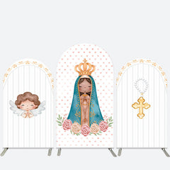 Lofaris Angel White Floral Holy Baptism Arch Backdrop Kit