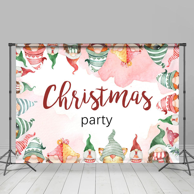 Lofaris Animals In Christmas Red Green Hat Pink Backdrop For Party