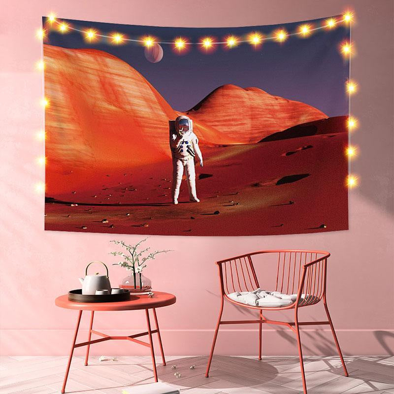 Lofaris Astronaut And Orange Red Mountain Funny Wall Tapestry