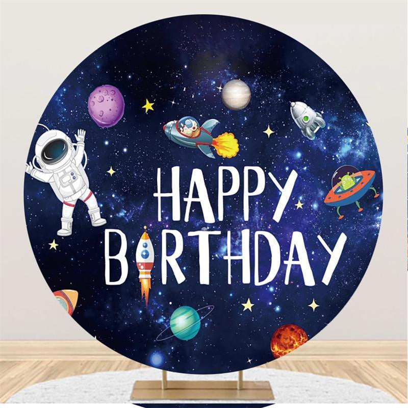 Lofaris Astronaut And Universe Round Birthday Backdrop For Boy