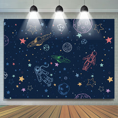 Lofaris Astronaut Space World Night Happy Birthday Backdrop