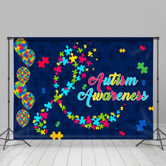 Lofaris Autism Awareness Puzzles Dark Blue Dance Party Backdrop