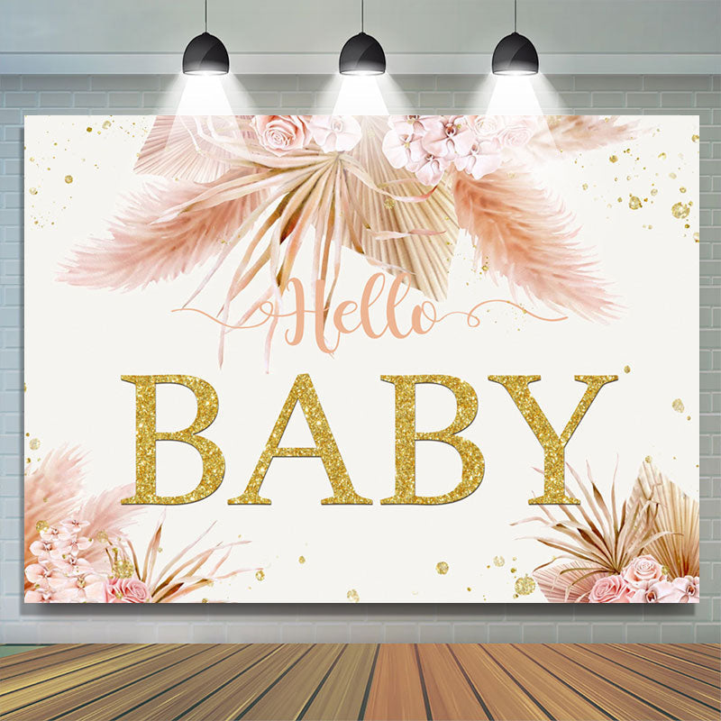 Lofaris Autumn Glitter Flowers Charmful Baby Shower Backdrop