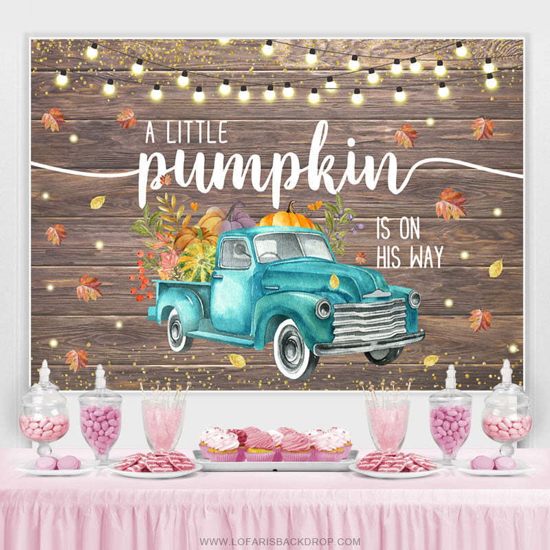 Autumn Truck Pumpkin Is On His Way Baby Shower Backdrop