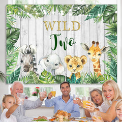 Lofaris Baby Animals And Green Plants Happy Wild Two Backdrop