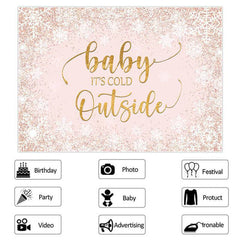 Lofaris Baby Is Cold Outside Cute Pink Winter Shower Backdrop