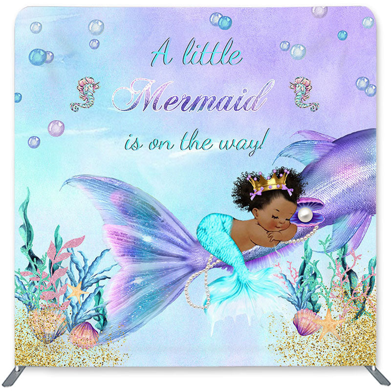 Lofaris Baby Mermaid Purple Double-Sided Backdrop for Shower