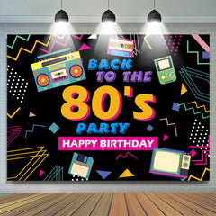 Lofaris Back To 80S Party Theme Happy Birthday Backdrop