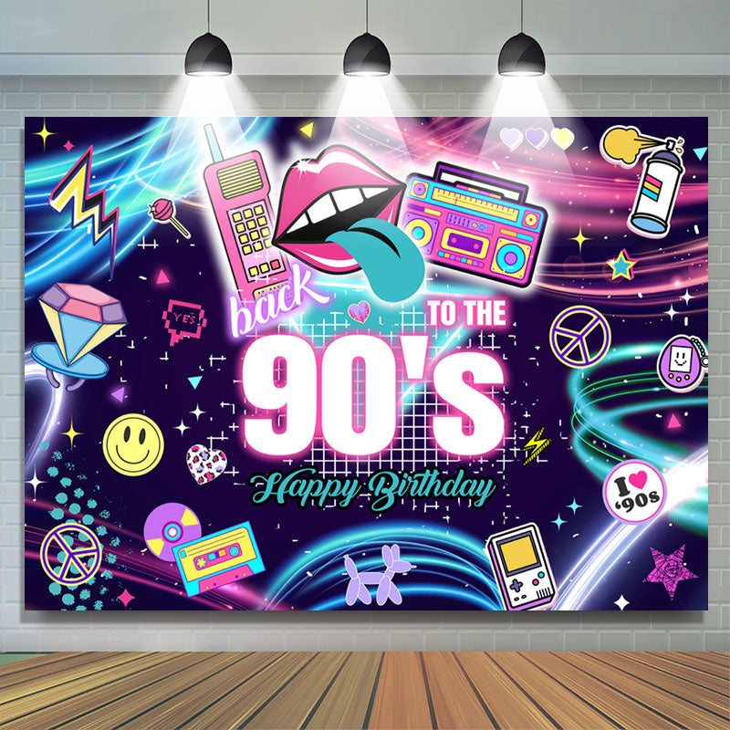 Lofaris Back To The 90S Rock Dance Birthday Party Backdrop