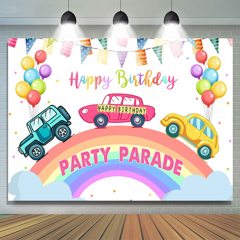 Lofaris Ballon With Car Party Parade Happy Birthday Backdrop