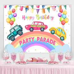 Lofaris Ballon With Car Party Parade Happy Birthday Backdrop