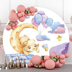 Lofaris Balloon Bear Cartoon Happy Birthday Circle Backdrop