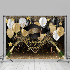 Lofaris Balloon Champagne Ribbon Happy Graduation Backdrop