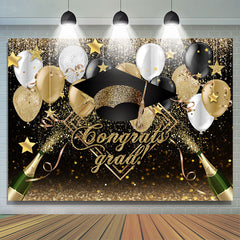 Lofaris Balloon Champagne Ribbon Happy Graduation Backdrop