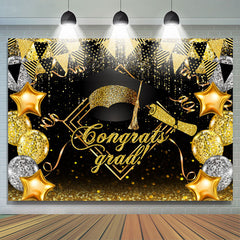 Lofaris Balloon Flag Ribbon Congrats Grad Party Backdrop