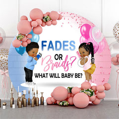 Lofaris Blue Pink Balloons Round Backdrop For Gender Reveal