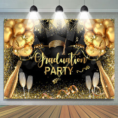 Lofaris Balloon Ribbon Flag Champagne Graduation Backdrop