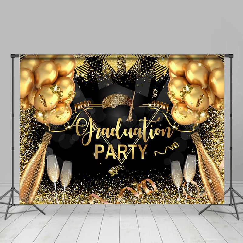 Lofaris Balloon Ribbon Flag Champagne Graduation Backdrop