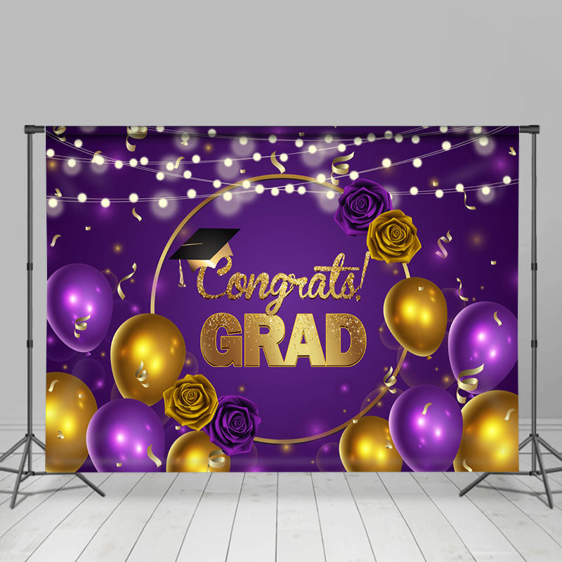 Lofaris Balloon Ribbon Rose Hat Congrats Grad Backdrop