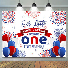 Lofaris Balloons Little Firecracker 1st Birthday Backdrop