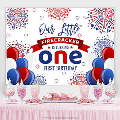 Lofaris Balloons Little Firecracker 1st Birthday Backdrop