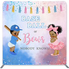 Lofaris Baseball Or Bows Double-Sided Backdrop for Baby Shower