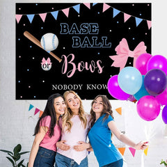 Lofaris Baseball or Bows Gender Reveal Baby Shower Backdrop