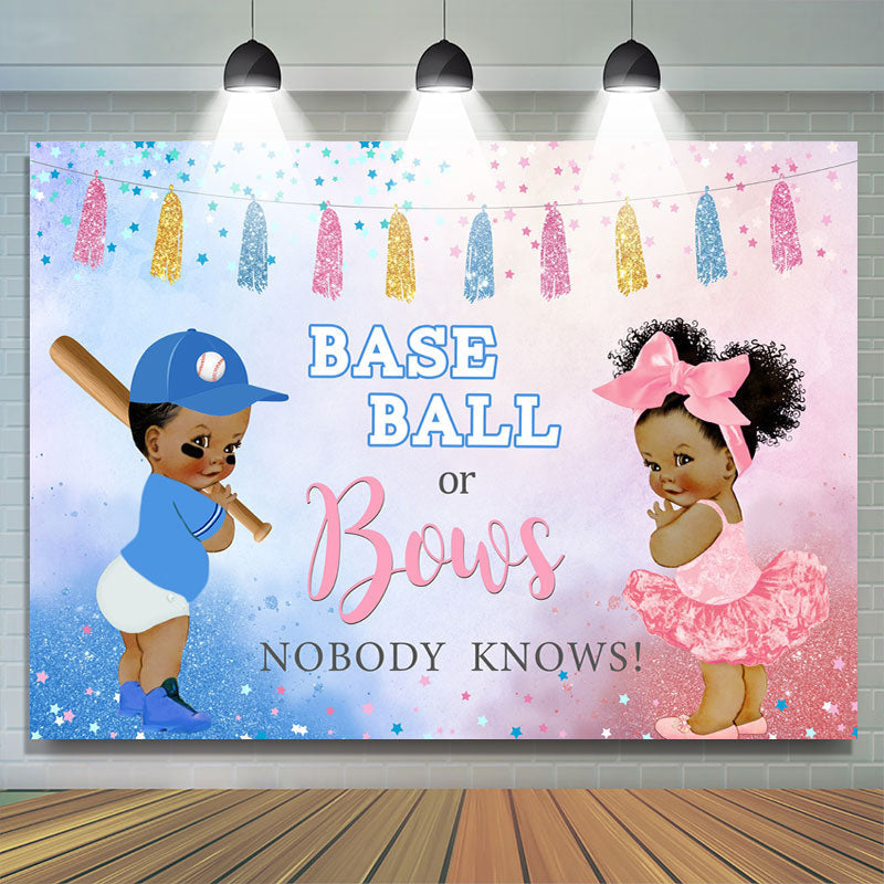 Lofaris Baseball Or Bows Nobody Knows Baby Shower Backdrop